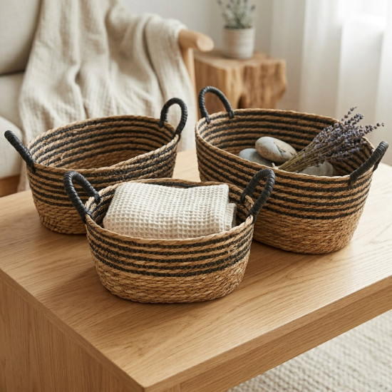 Straw Basket Set 3 Pcs
